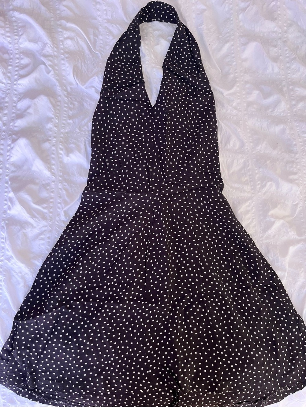 Stefanel Black and White Polka Dot Halter Mini Dress